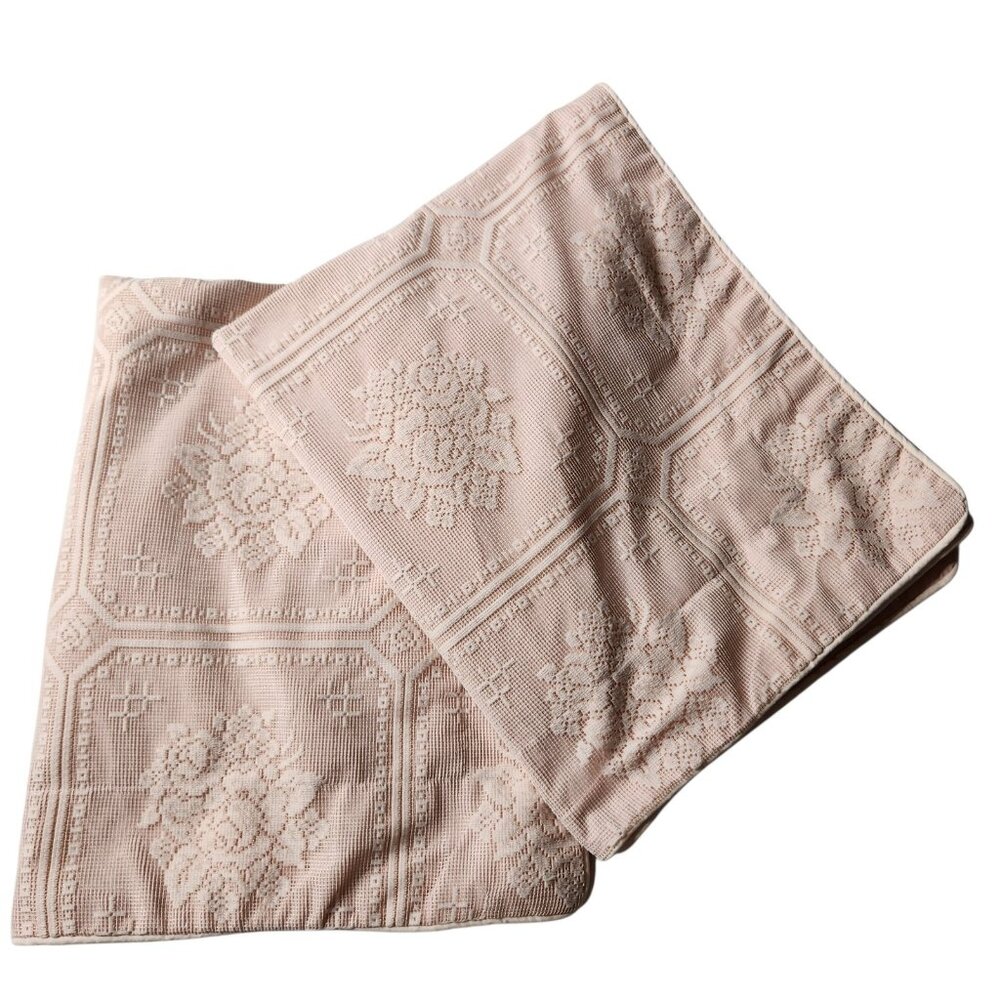 Vintage 80s Louis Nichole Pillow Sham Set Of 2 Pink Floral Romantic Cottagecore